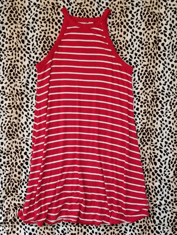 Red and White Spring Swing Halter Dress